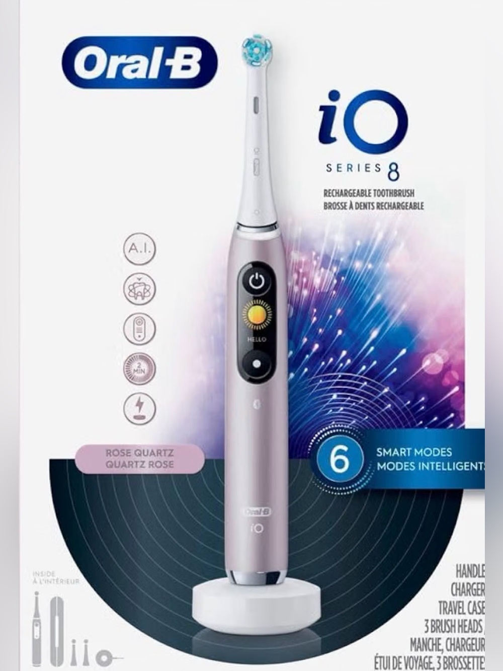 Oral-B iO Series 8 Rose Quartz Smart Electric Toothbrush NEW